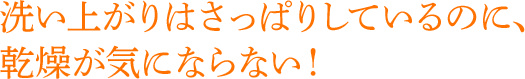洗い上がりはさっぱりしているのに、乾燥が気にならない！